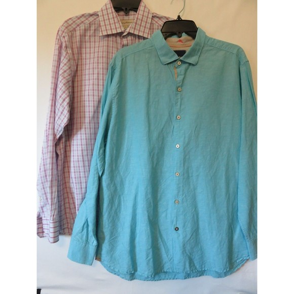 Tommy Bahama Lot 2 Linen/Cotton Blend L/S Button Down Shirt Men Sz L-Sz 16 34-35 - Picture 5 of 12